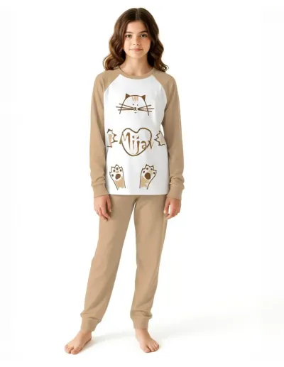 Otroška bombažna pižama z mačkom za punčke - ZUYA