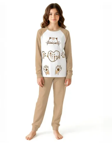 Otroška bombažna pižama z mačkom za punčke - ZUYA