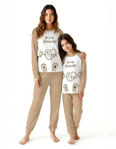 Za mamico in hčerko bombažna pižama z motivom Mucka - ZUYA