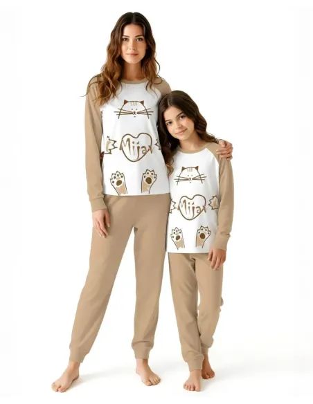 Za mamico in hčerko bombažna pižama z motivom Mucka - ZUYA