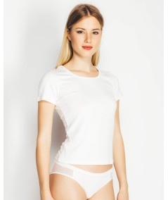 Majica s kratkimi rokavi iz bambusa – ženska spodnja, naravna, antibakterijska, Slovenija